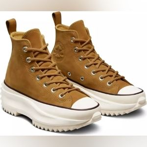 Converse Run Star Hike Hi Cold Fusion nubuck leather platform sneakers in wheat